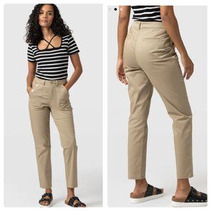 Saint+Sofia Straight Chino Pants Womens 8 beige Mid Rise Classic Organic Cotton